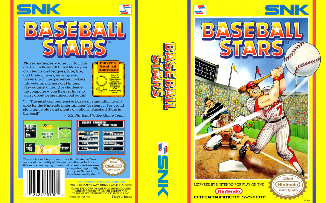 Baseball Stars [US] nes 1989 Box Art