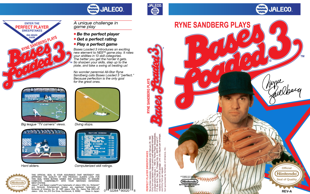 Bases Loaded 3 [US] nes 1991 Box Art