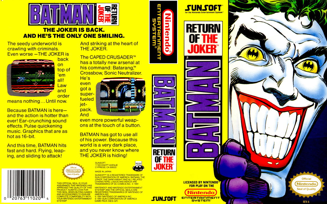Batman : Return of the Joker [US] nes 1991 Box Art