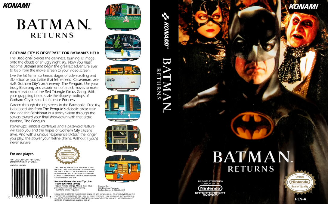 Batman Returns [US] nes 1993 Box Art