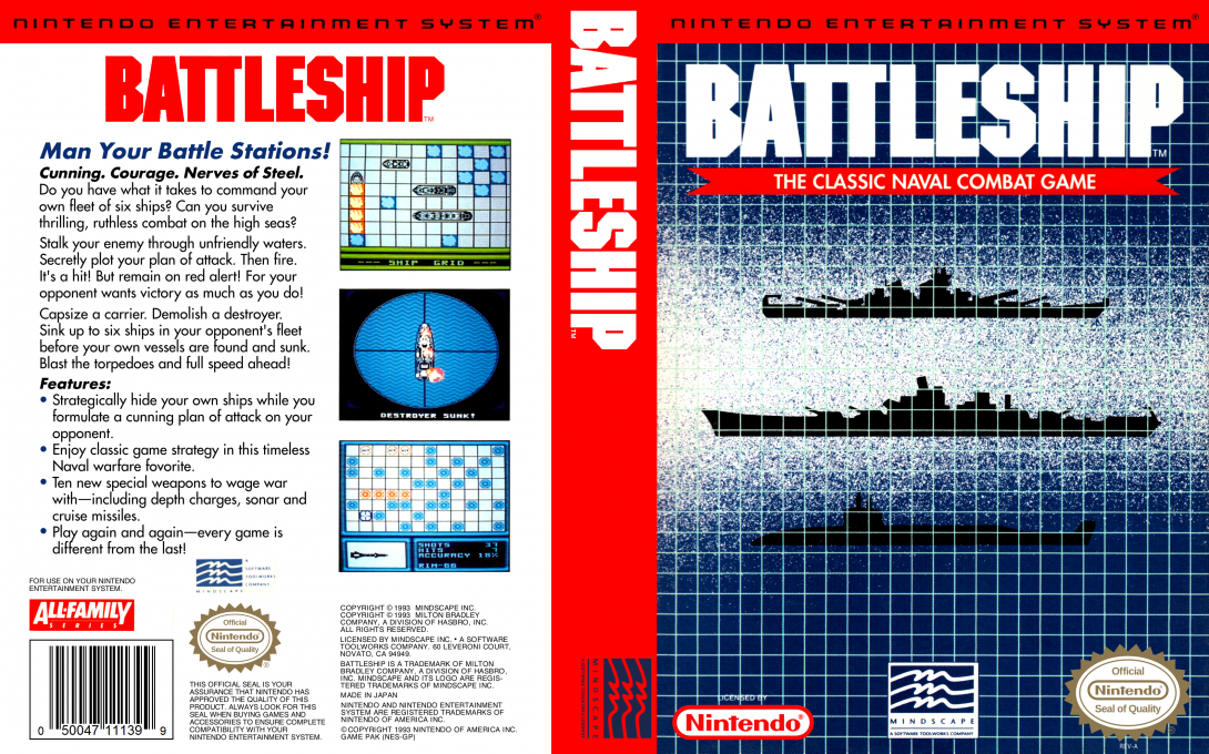 Battleship [US] nes 1993 Box Art