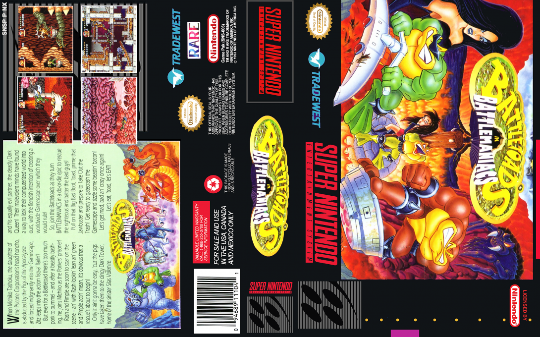 Battletoads in Battlemaniacs [US] snes 1993 Box Art