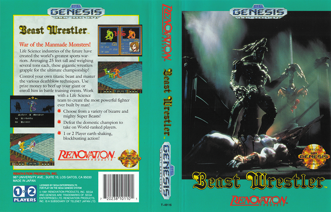 Beast Wrestler [US] segaMD 1991 Box Art
