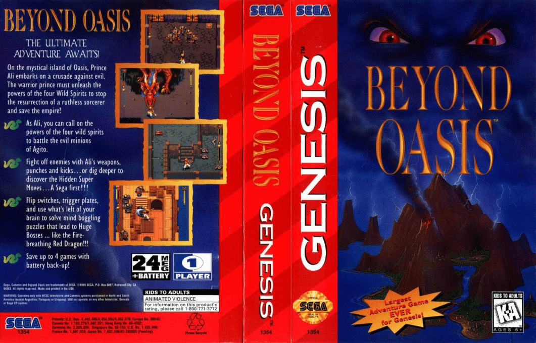 Beyond Oasis [US] segaMD 1995 Box Art