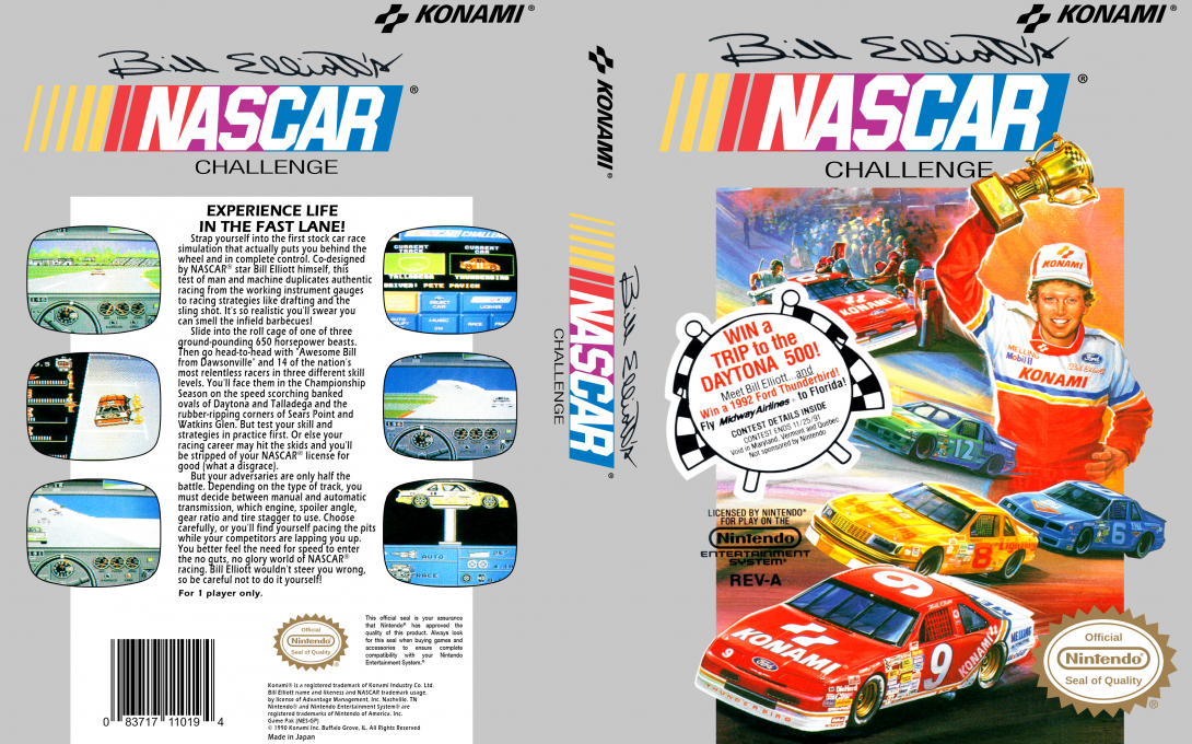 Bill Elliott’s NASCAR Challenge [US] nes 1991 Box Art