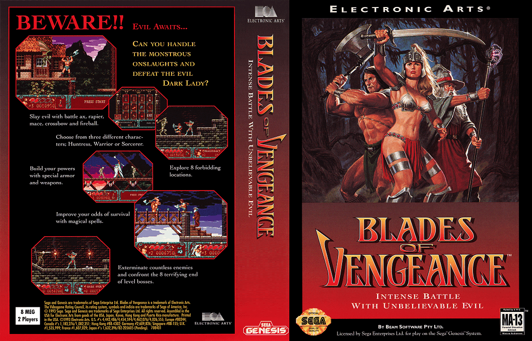 Blades of Vengeance [US,EU] segaMD 1993 Box Art