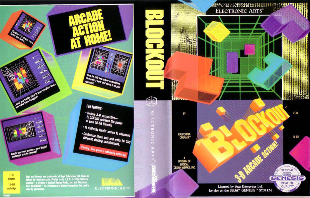 Blockout [WOR] segaMD 1991 Box Art
