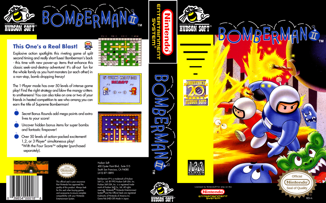Bomberman II [US] nes 1993 Box Art