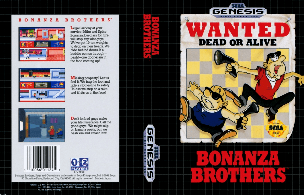 Bonanza Brothers [US,EU,KR] segaMD 1991 Box Art