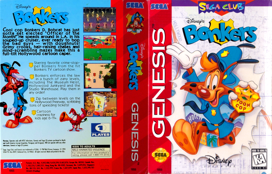 Bonkers [US,EU] segaMD 1994 Box Art