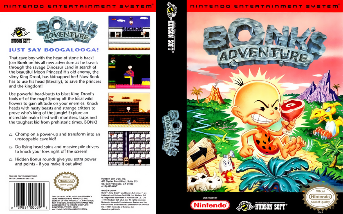 Bonk’s Adventure [US] nes 1994 Box Art