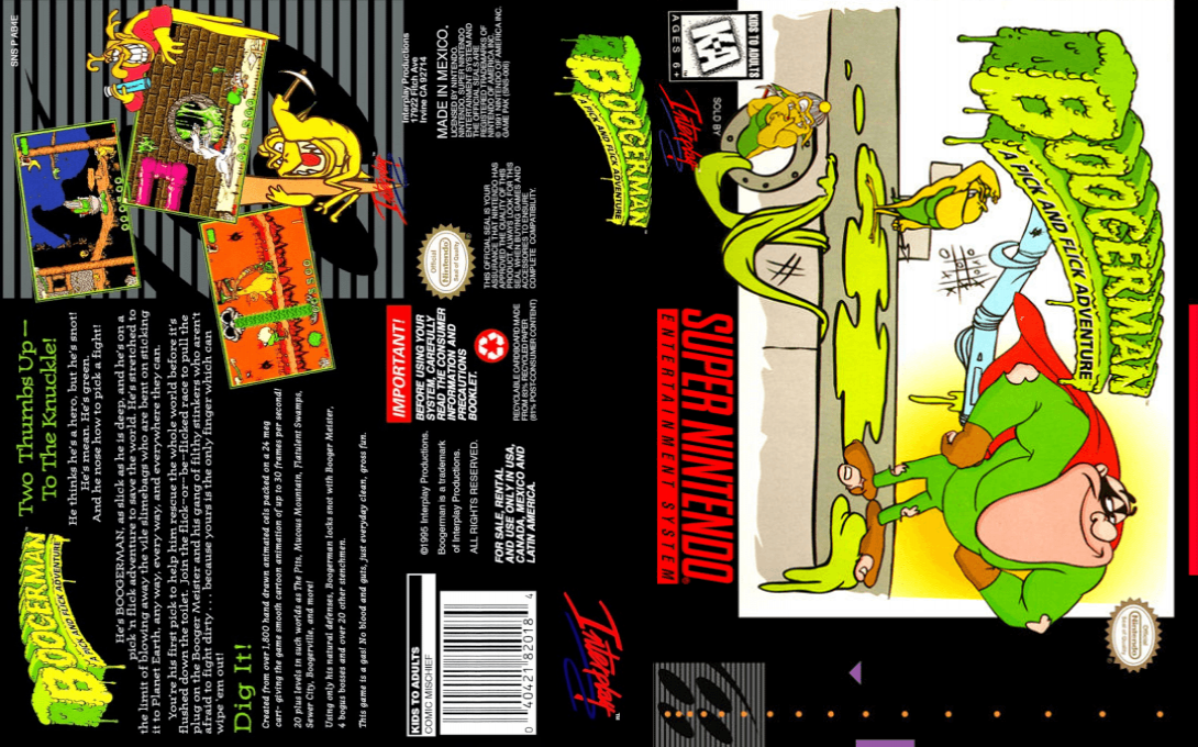 Boogerman : A Pick and Flick Adventure [US] snes 1995 Box Art