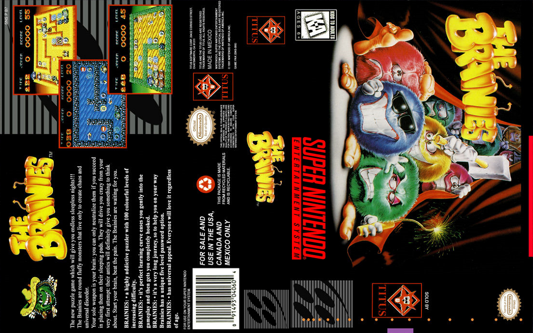 The Brainies [US] snes 1996 Box Art