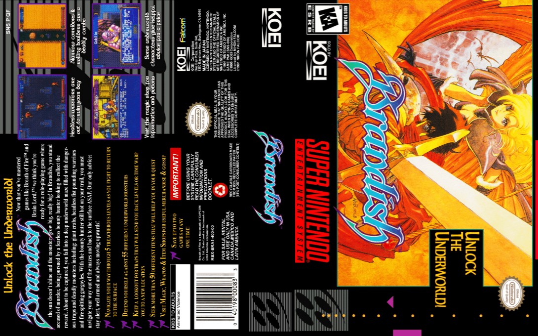 Brandish [US] snes 1995 Box Art