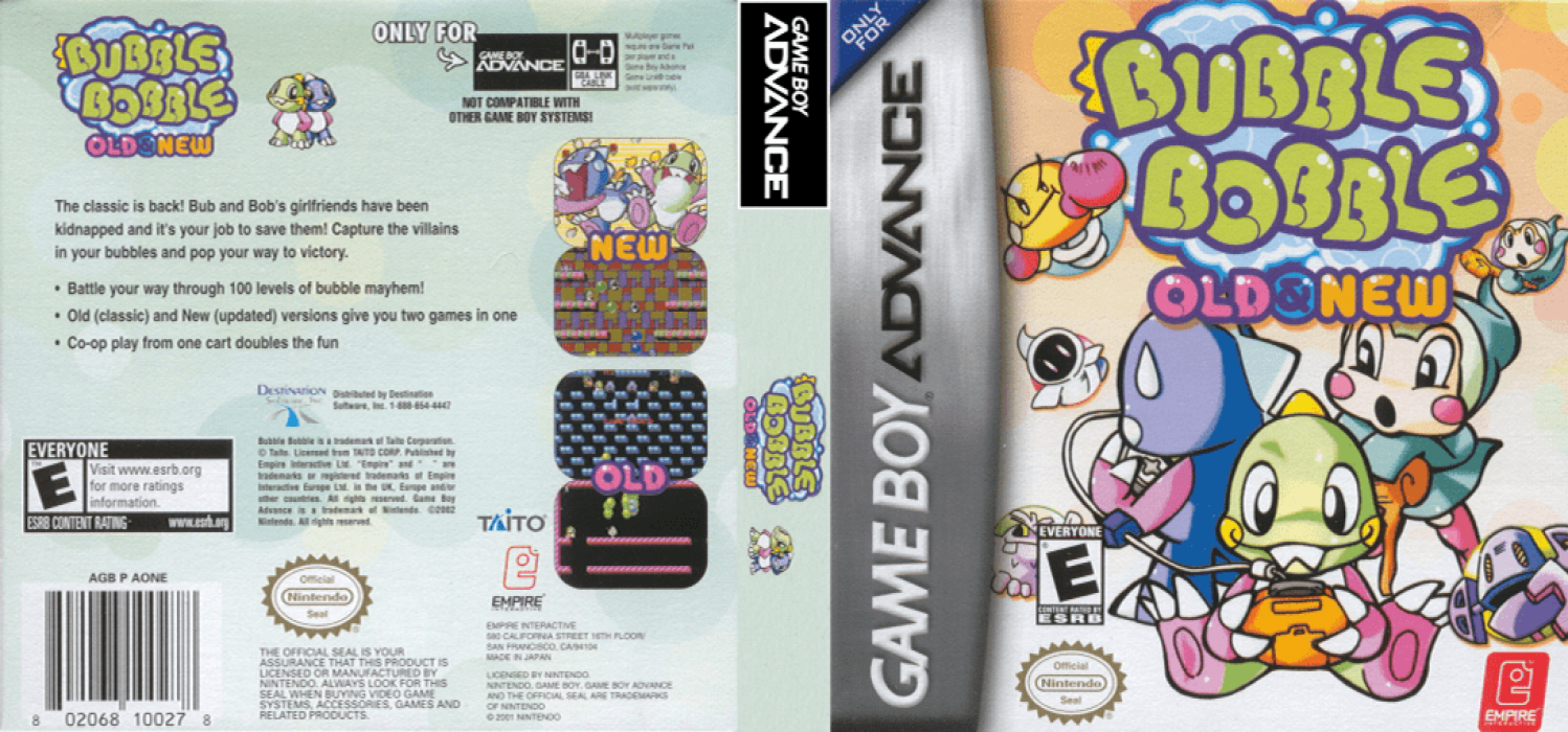 Bubble Bobble : Old & New [US] gba 2004 Box Art