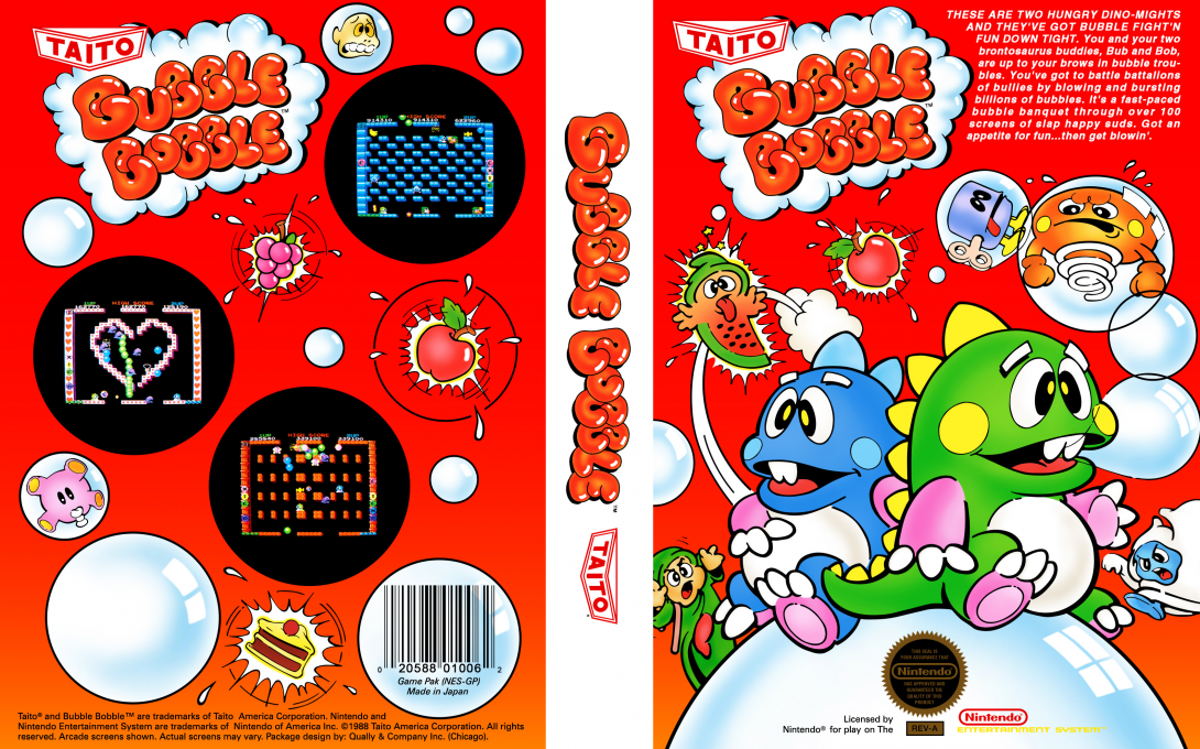Bubble Bobble [US] nes 1988 Box Art