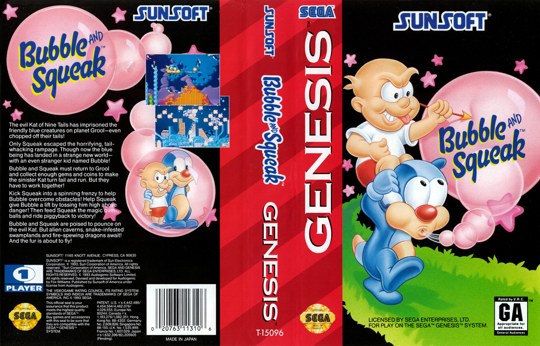 Bubble and Squeak [US] segaMD 1994 Box Art