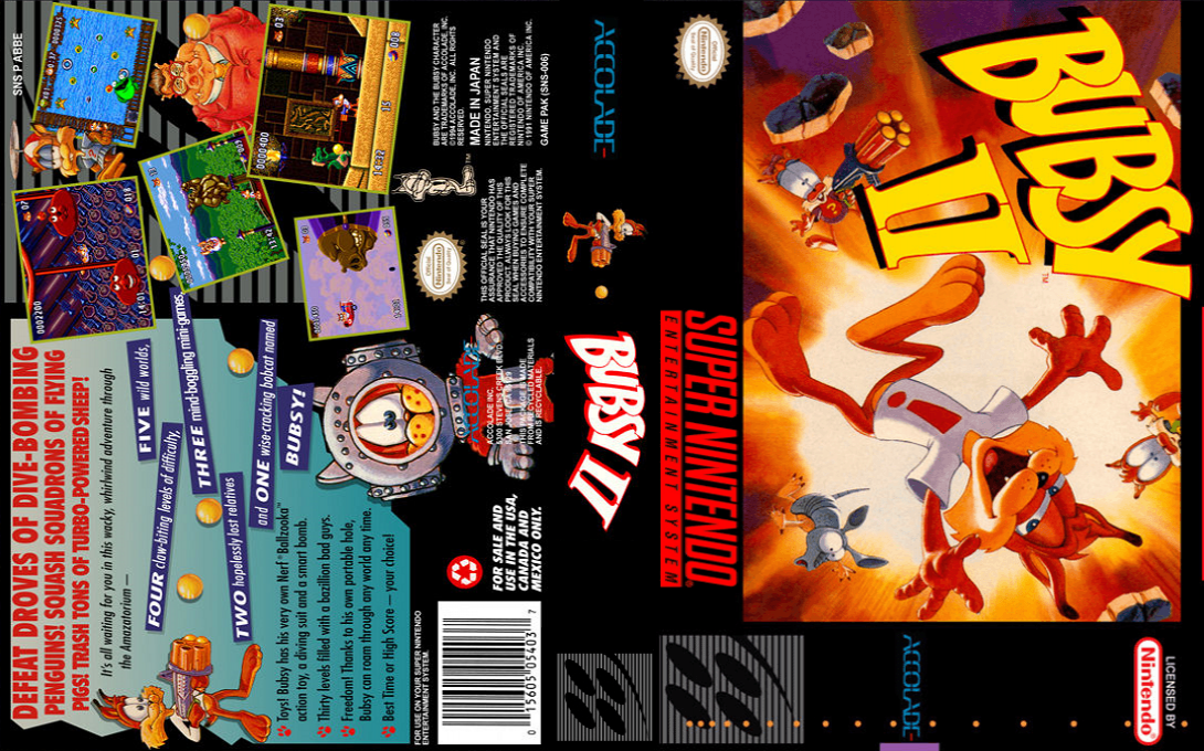 Bubsy II [US] snes 1994 Box Art