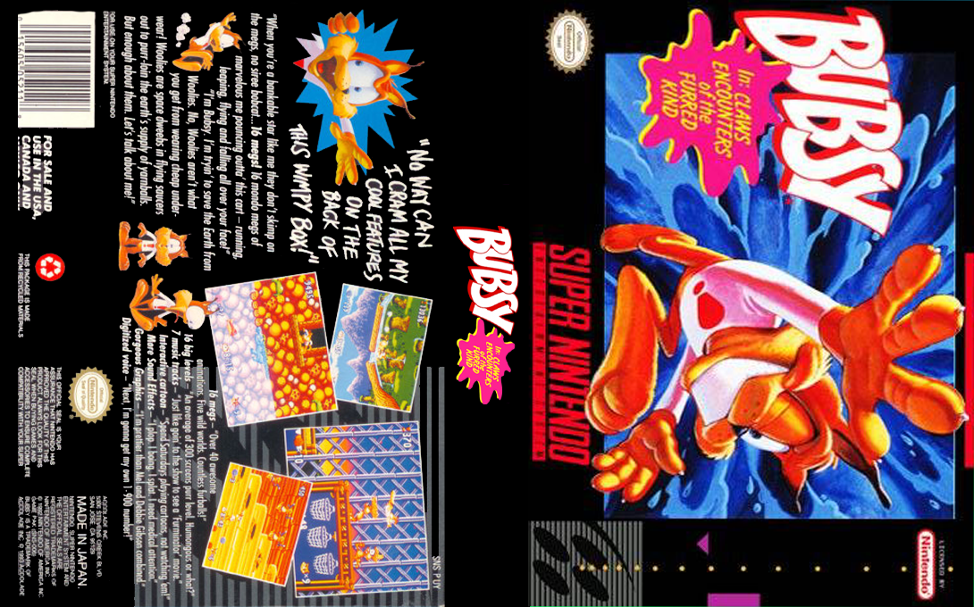 Bubsy in : Claws Encounters of the Furred Kind [US] snes 1993 Box Art