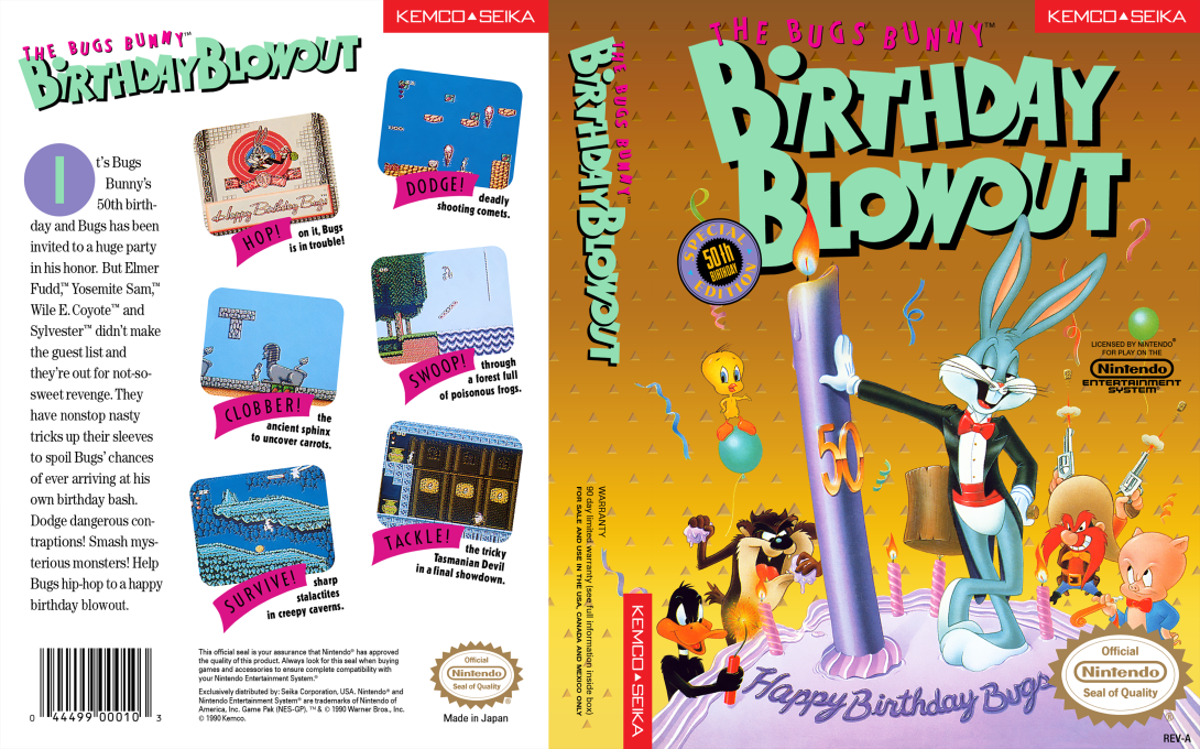 The Bugs Bunny Birthday Blowout [US] nes 1990 Box Art