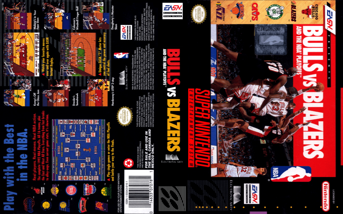 Bulls vs Blazers and the NBA Playoffs [US] snes 1992 Box Art