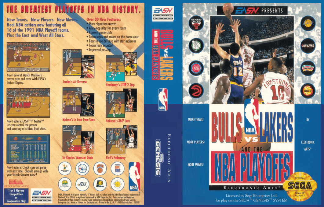 Bulls vs Lakers and the NBA Playoffs [US,EU] segaMD 1992 Box Art