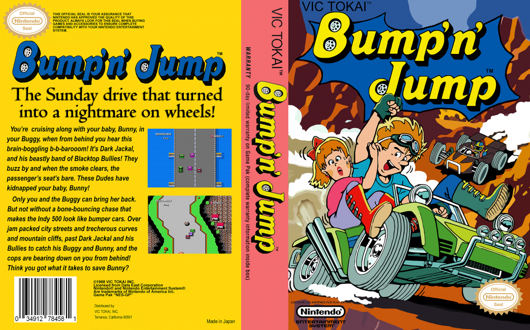 Bump ‘n’ Jump [US] nes 1988 Box Art
