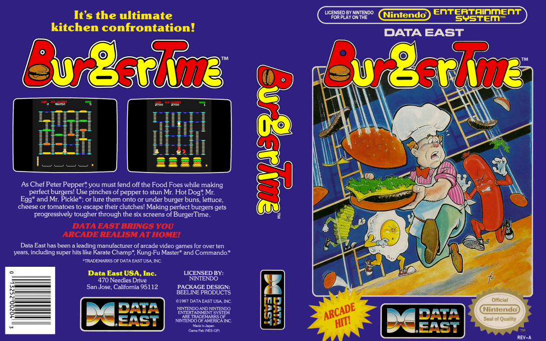 BurgerTime [US] nes 1987 Box Art