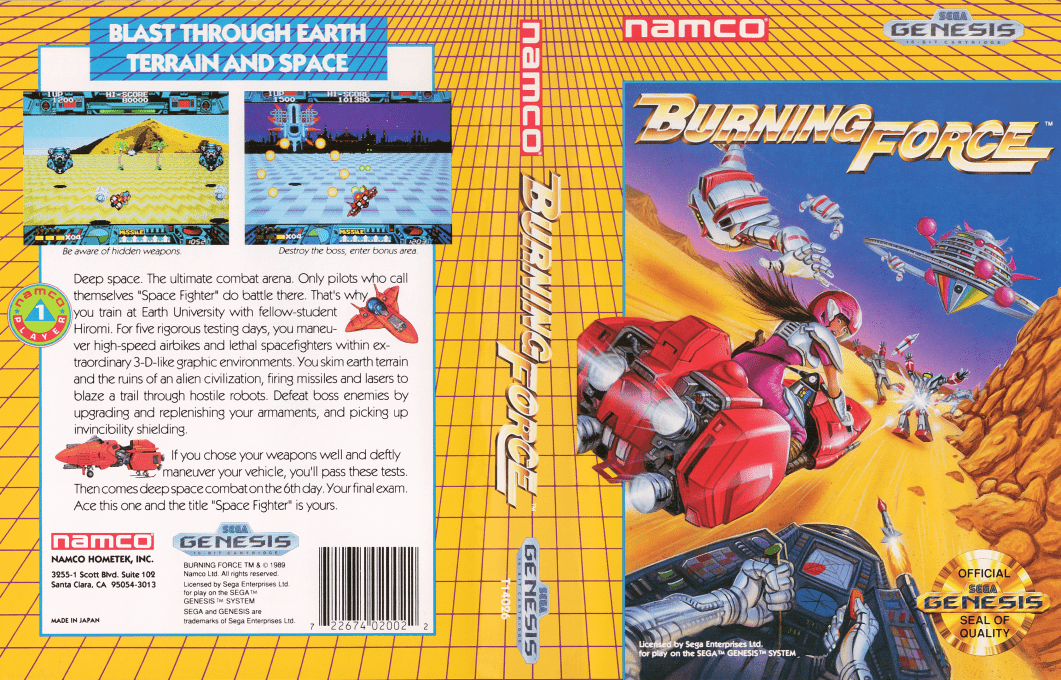 Burning Force [US] segaMD 1990 Box Art