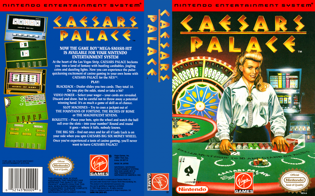 Caesars Palace [US] nes 1992 Box Art