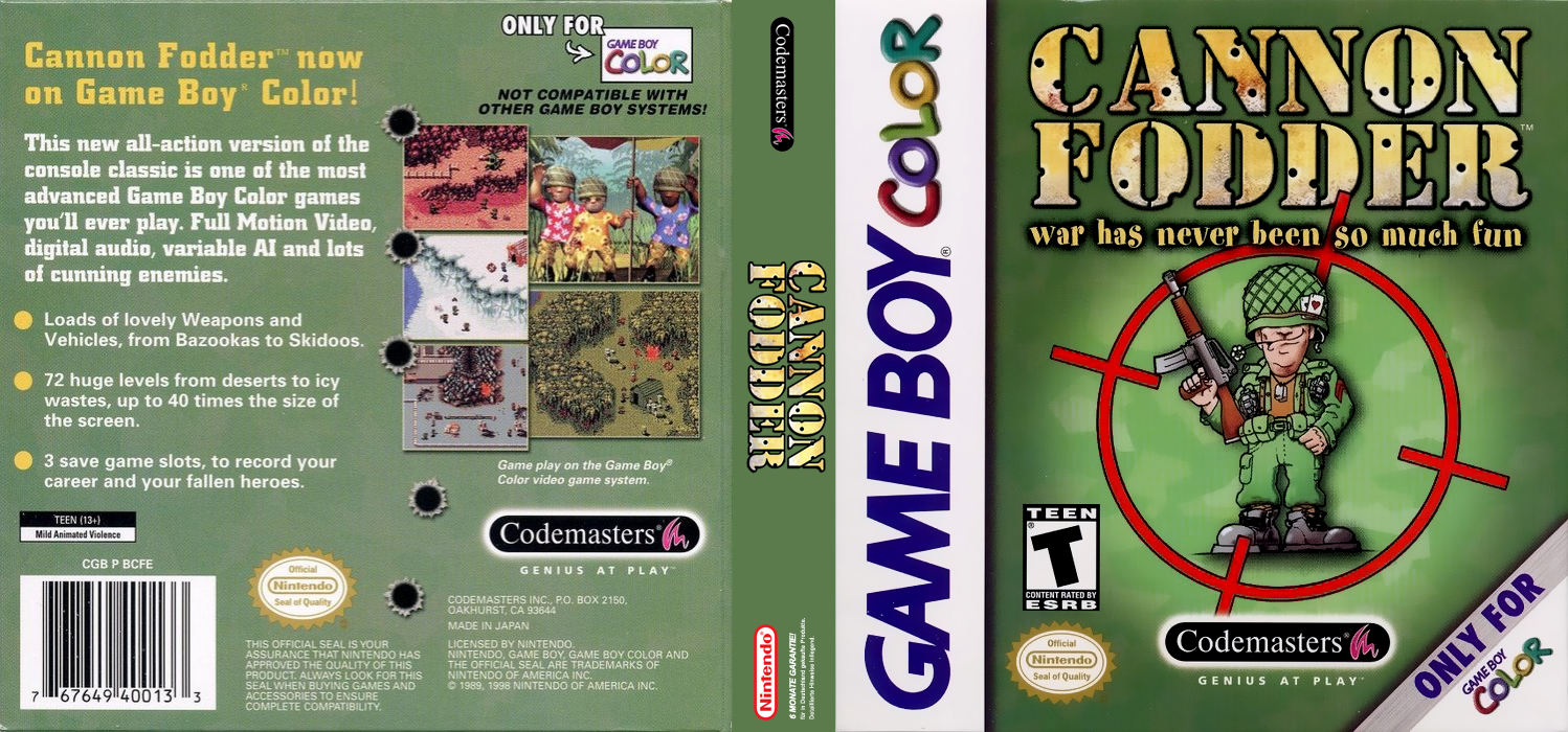 Cannon Fodder [US] gbc 2000 Box Art