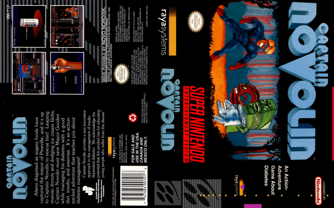 Captain Novolin [US] snes 1992 Box Art