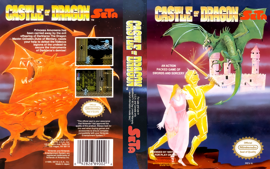 Castle of Dragon [US] nes 1990 Box Art
