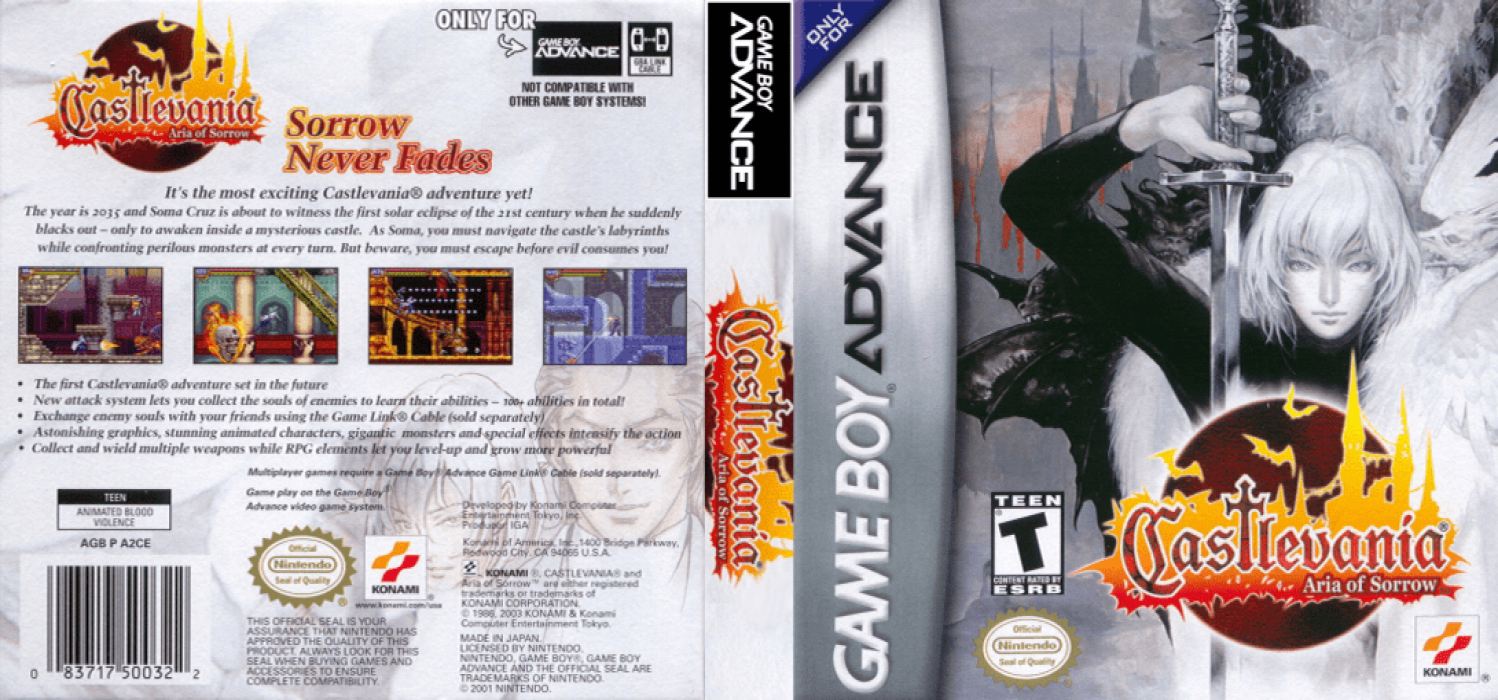 Castlevania : Aria of Sorrow [US] gba 2003 Box Art