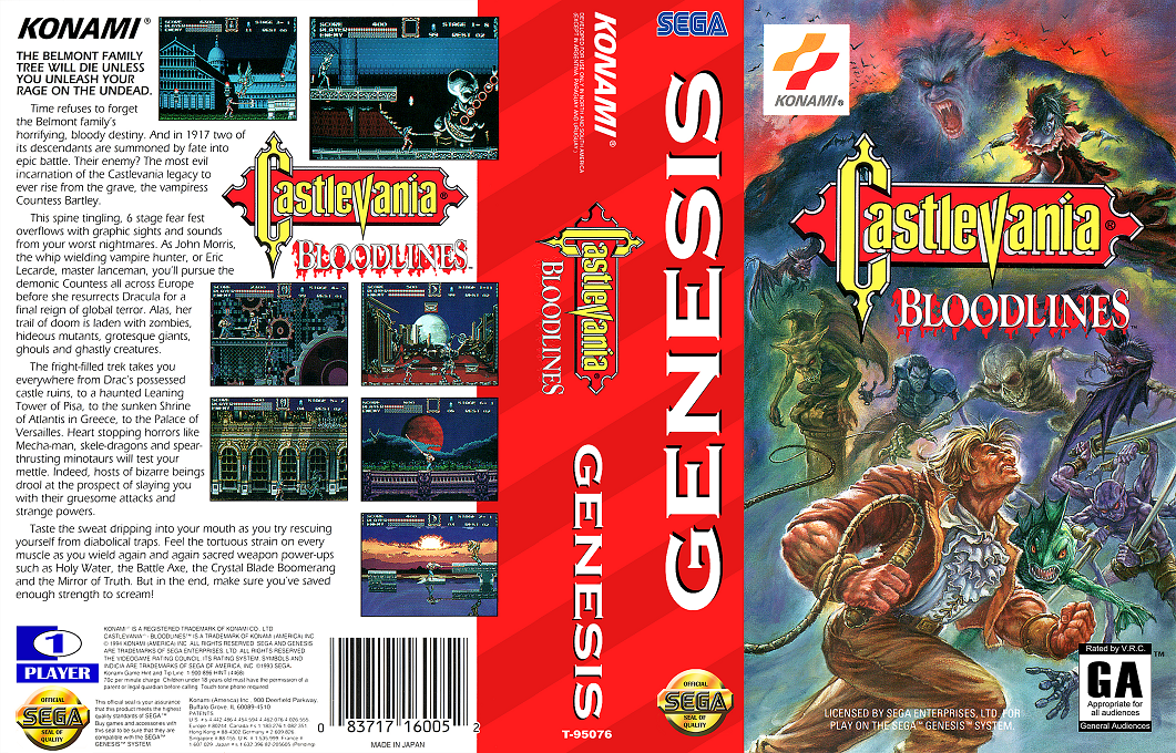 Castlevania : Bloodlines [US] segaMD 1994 Box Art