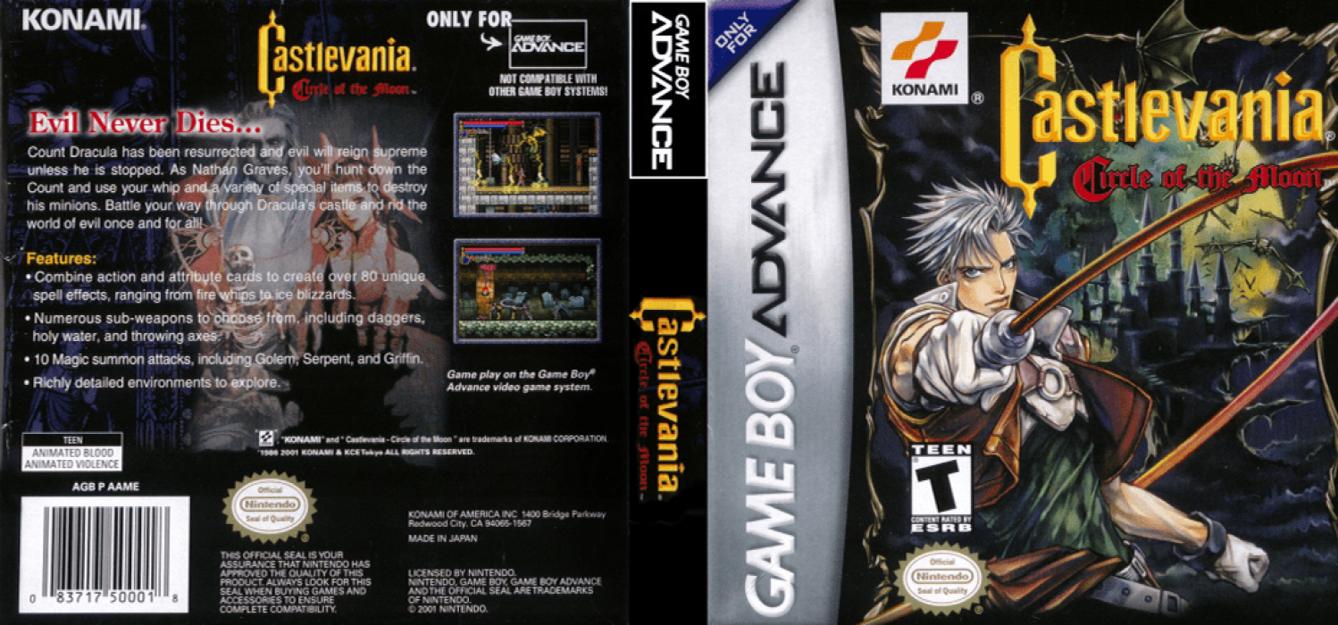 Castlevania : Circle of the Moon [US] gba 2001 Box Art