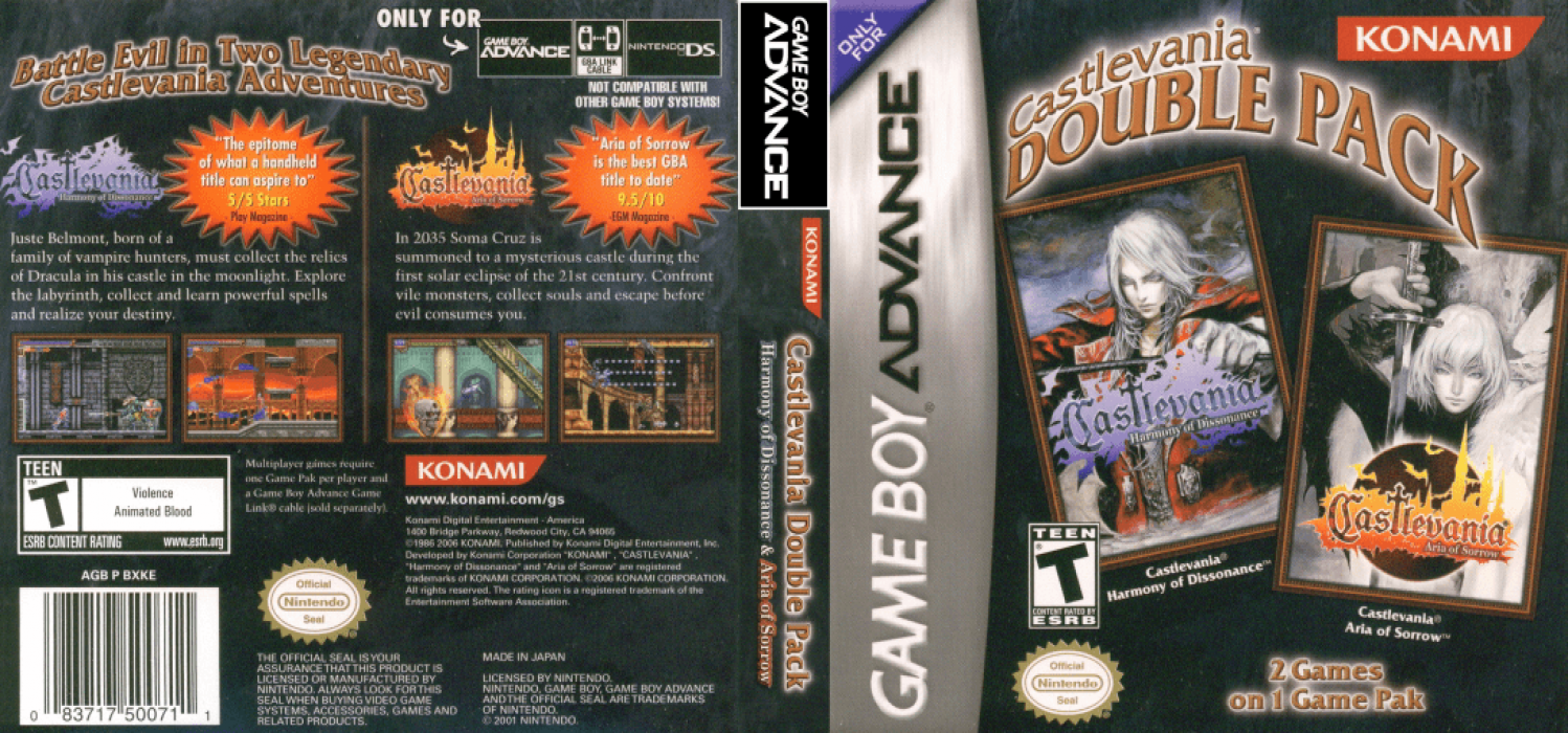Castlevania Double Pack [US] gba 2006 Box Art
