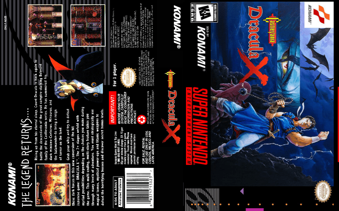 Castlevania : Dracula X [US] snes 1995 Box Art