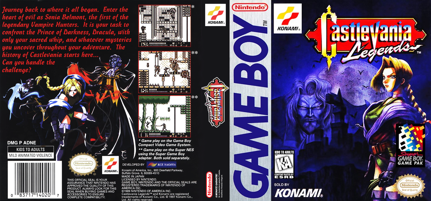 Castlevania Legends [US,EU] gb 1998 Box Art