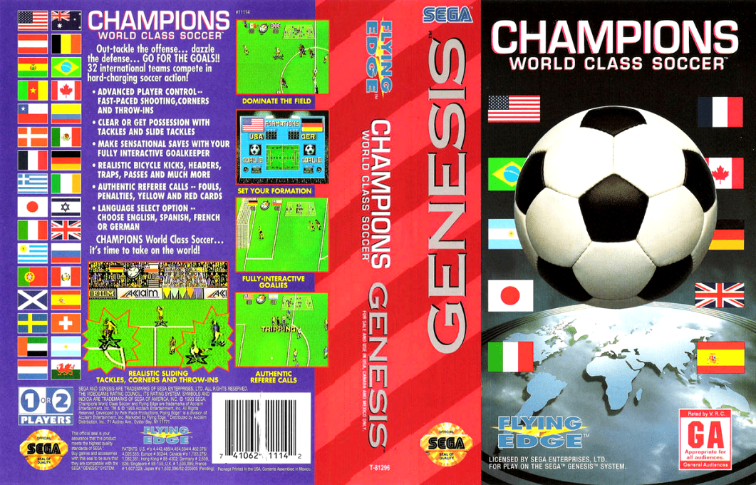 Champions World Class Soccer [WOR] segaMD 1993 Box Art