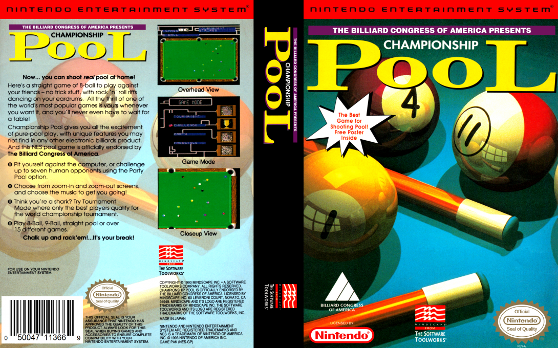 Championship Pool [US] nes 1993 Box Art