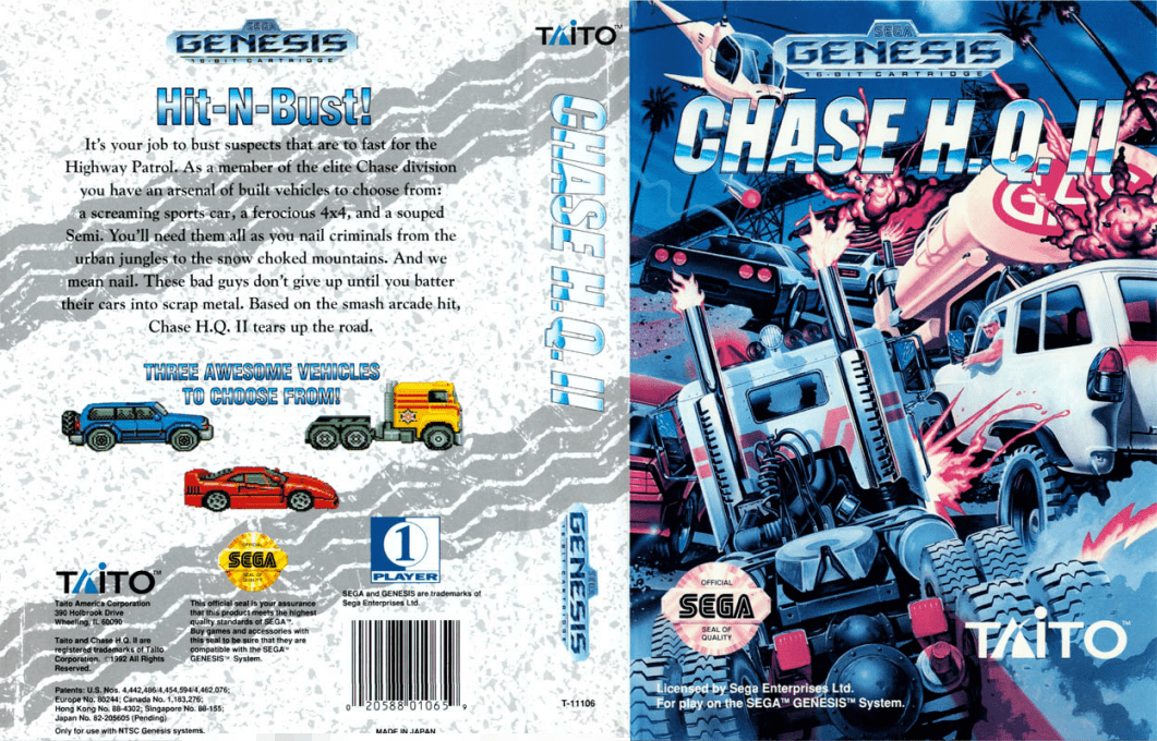Chase H.Q. II [US] segaMD 1993 Box Art