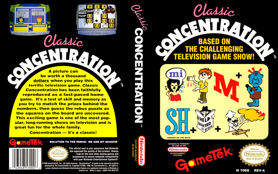 Classic Concentration [US] nes 1990 Box Art