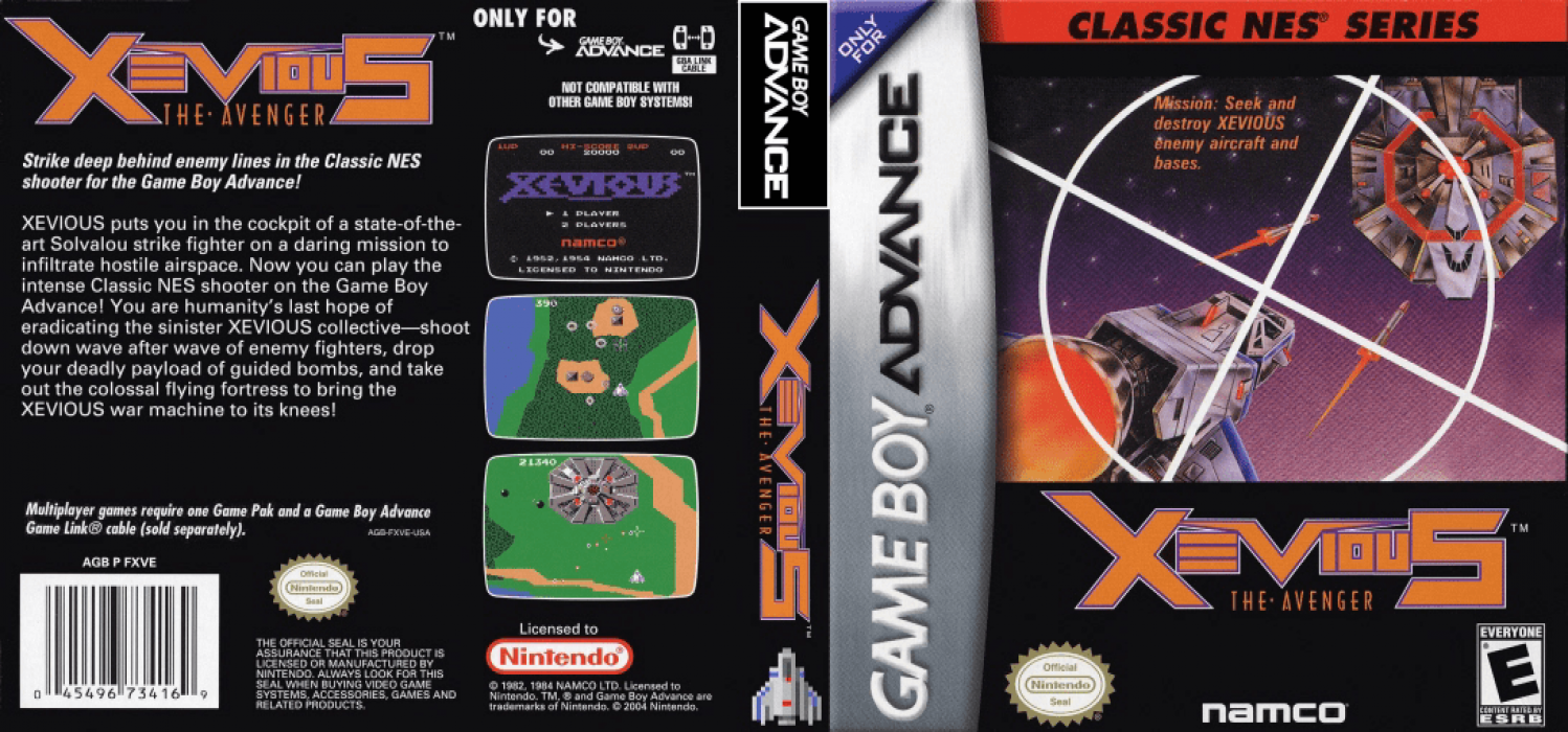Classic NES Series : Xevious [US,EU] gba 2004 Box Art