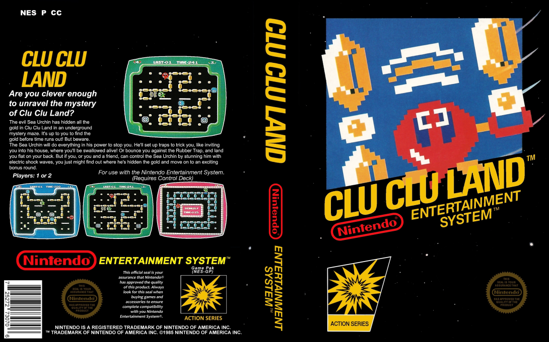 Clu Clu Land [WOR] nes 1985 Box Art
