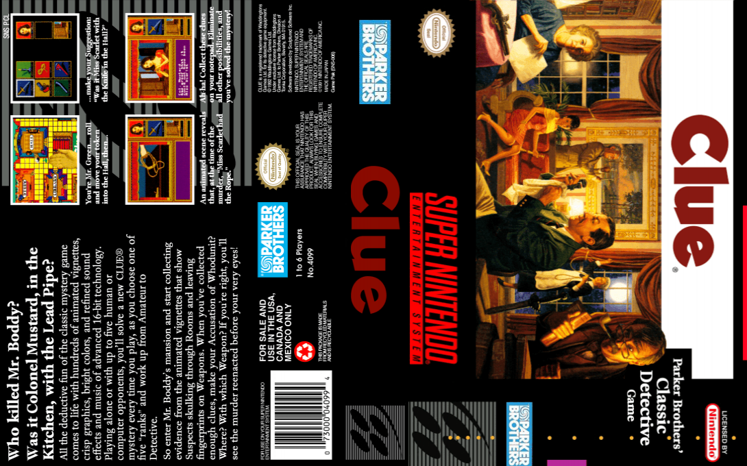 Clue [US] snes 1992 Box Art