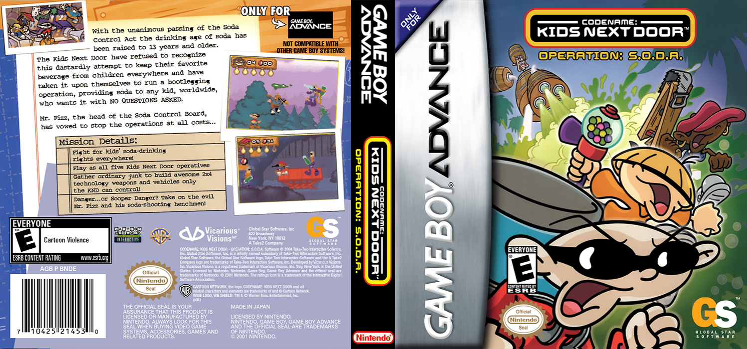 Codename : Kids Next Door, Operation S.O.D.A. [US] gba 2004 Box Art