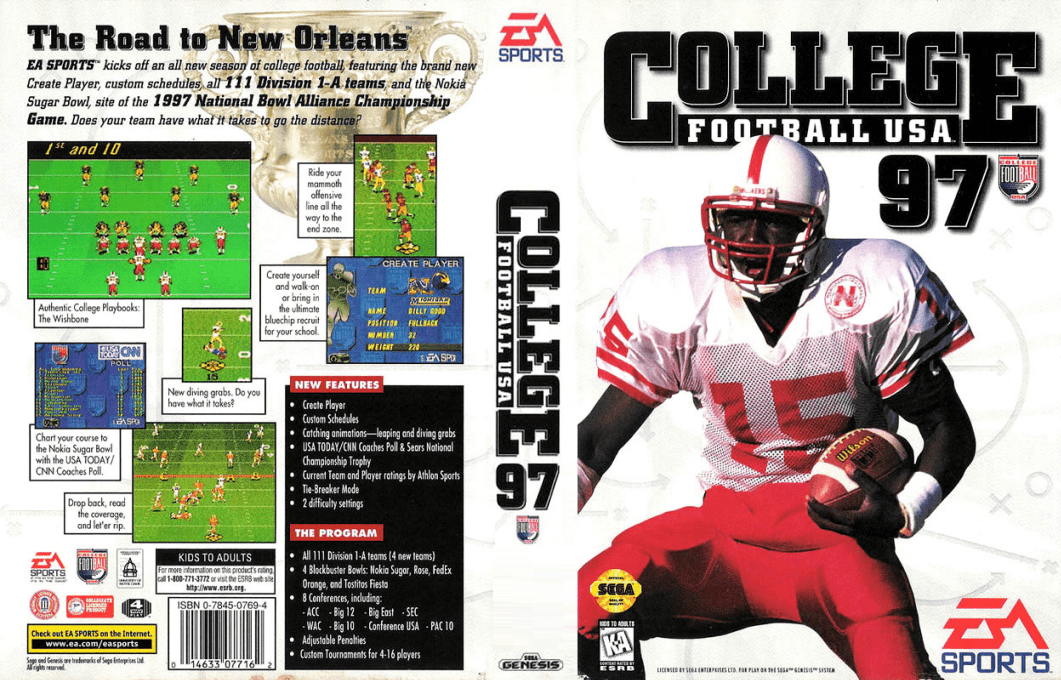 College Football USA 97 [US] segaMD 1996 Box Art