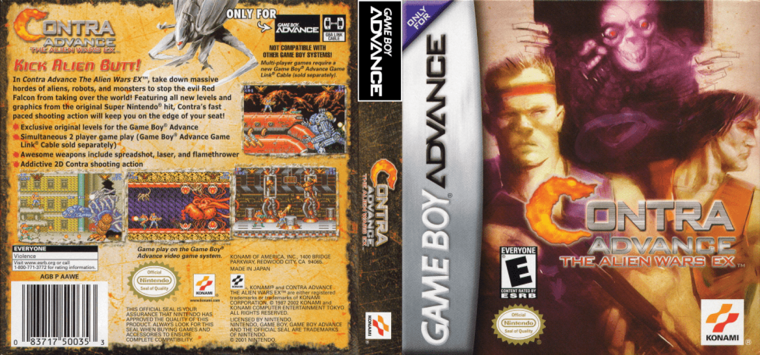 Contra Advance : The Alien Wars EX [US] gba 2002 Box Art