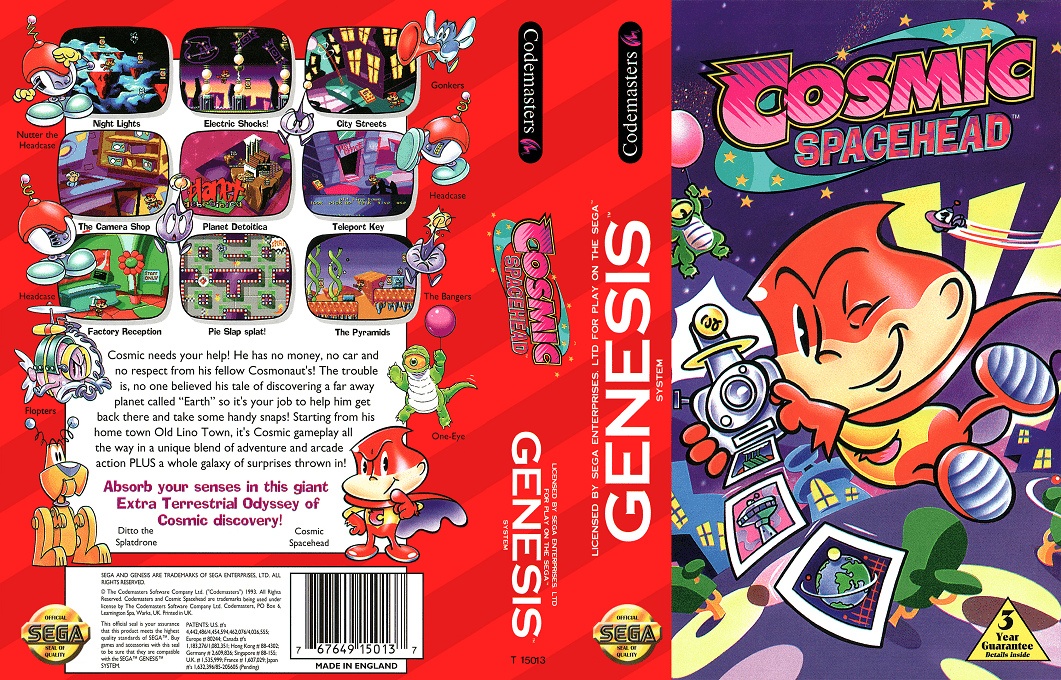 Cosmic Spacehead [US,EU] segaMD 1993 Box Art